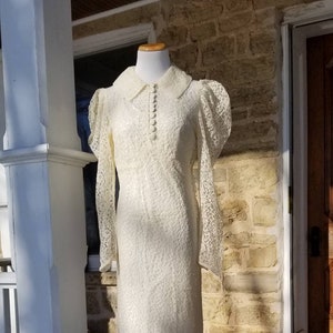 Authentic 1930s Lace Wedding Gown Dress, Bias Cut M