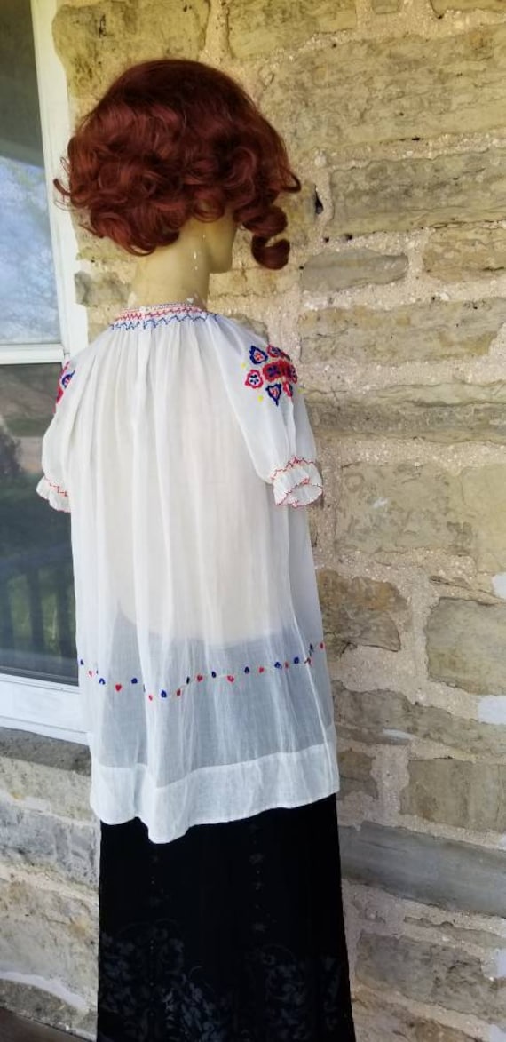 1930s Colorful Hungarian Embroidered Blouse, XS - image 7