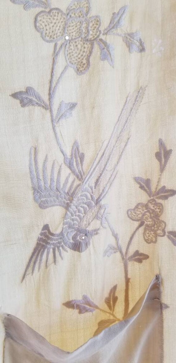 Stunning Embroidered Edwardian Pongee Silk Robe, B