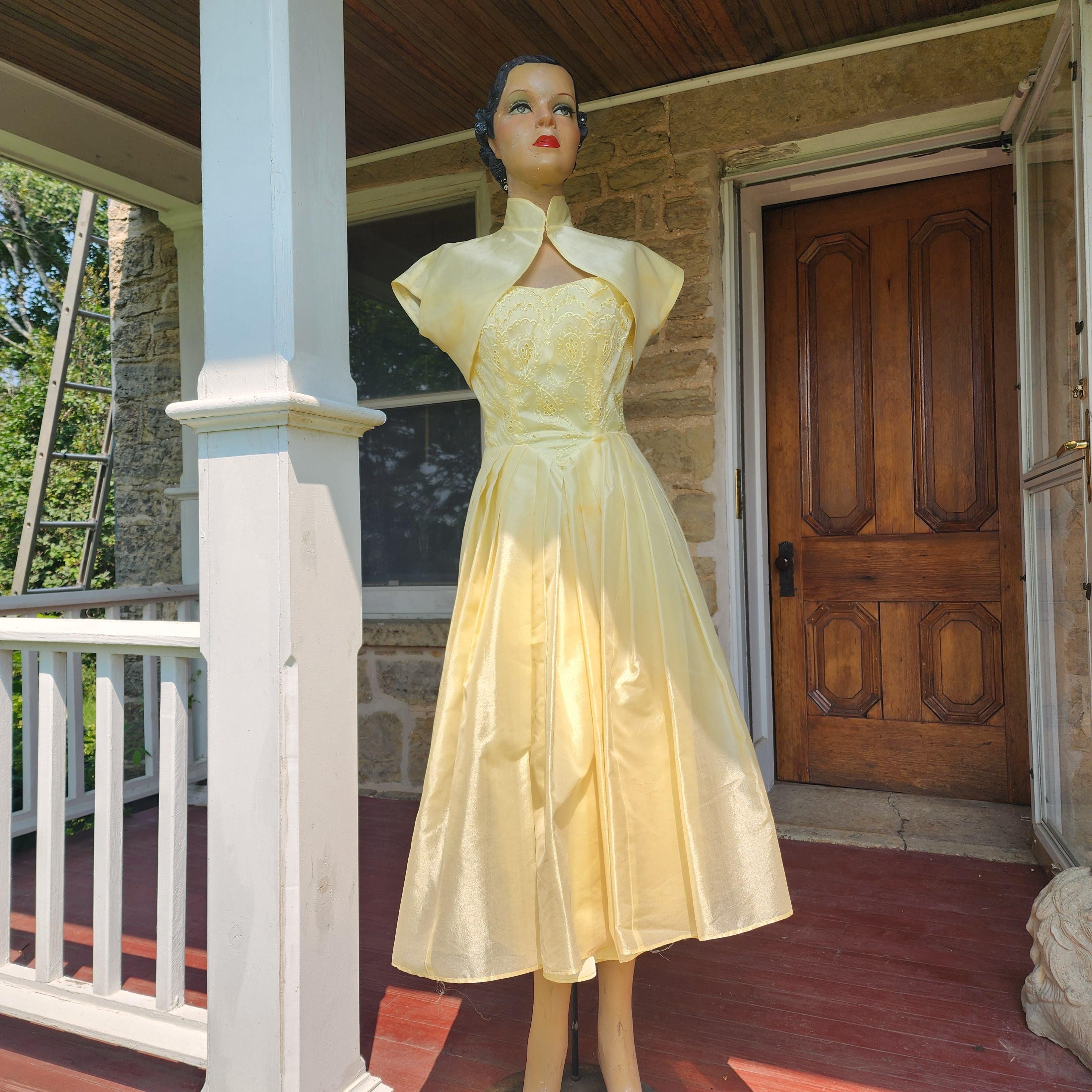 ワンピース 1940-50s Grey ochre yellow dress ワンピース 1940-50s Grey ochre yellow dress 1940-50s Grey