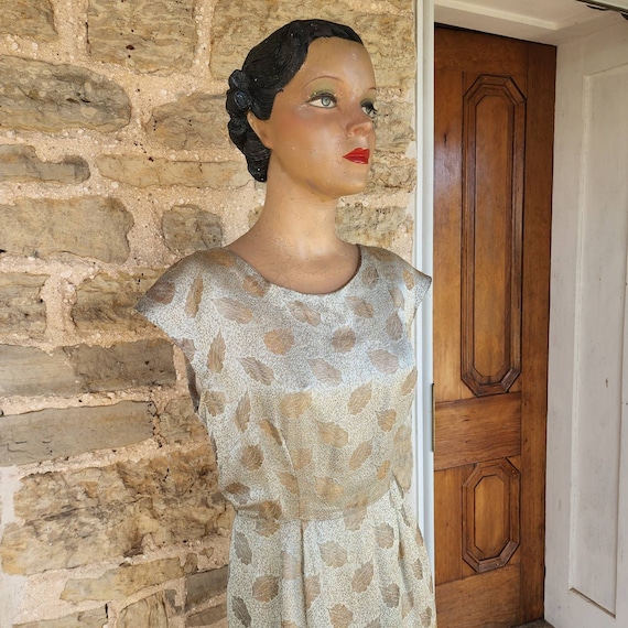 Stunning Silver Gold Leaf Silk Lamé Dress - image 1