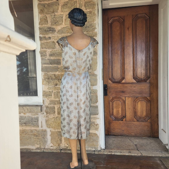 Stunning Silver Gold Leaf Silk Lamé Dress - image 6