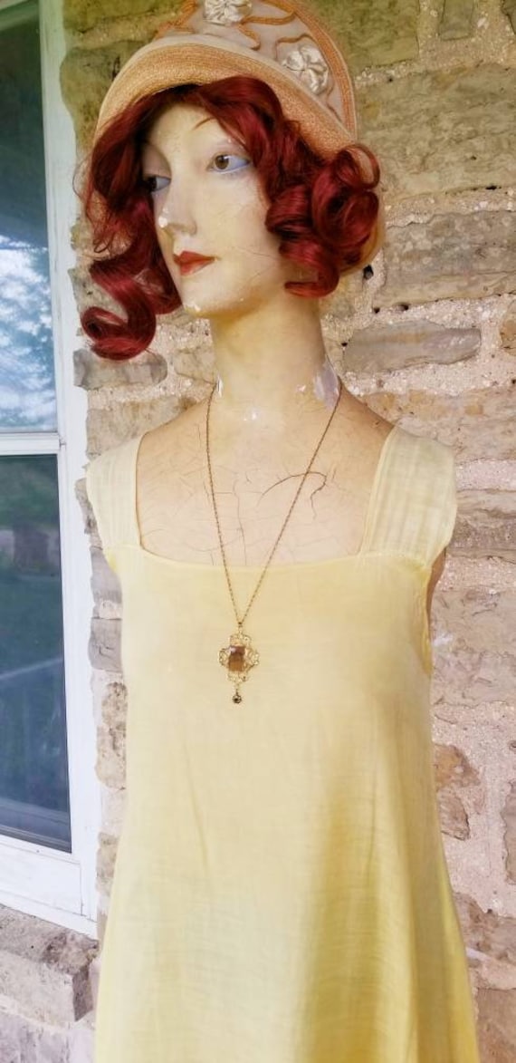 Beautiful Sunny Yellow Lace Authentic 1920s Slip … - image 1