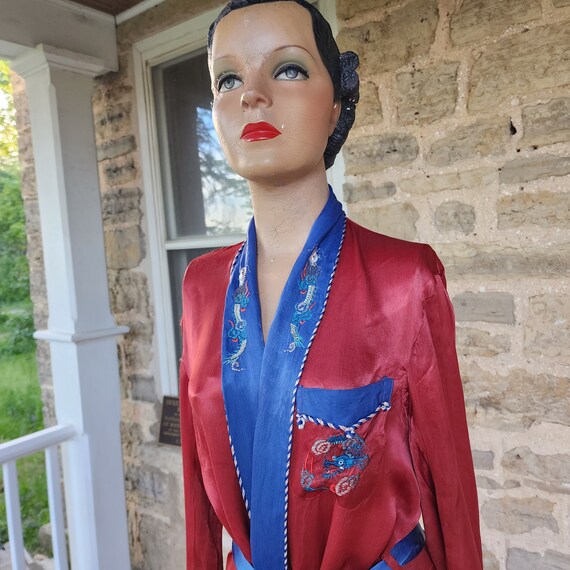 1930s Japanese Dragons Smoking Jacket Robe, SM Gem