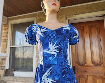 1950s Alfred Shaheen Birds of Paradise Dress, M