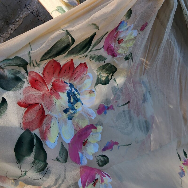 250 Silk Hand Painted Dress in Royal main image 1