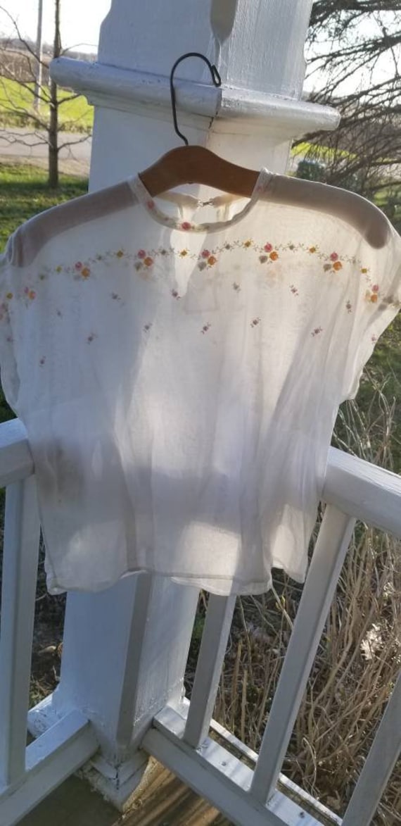 Rare! 1930s Cross-Stitch Sheer Cotton Voile Summer