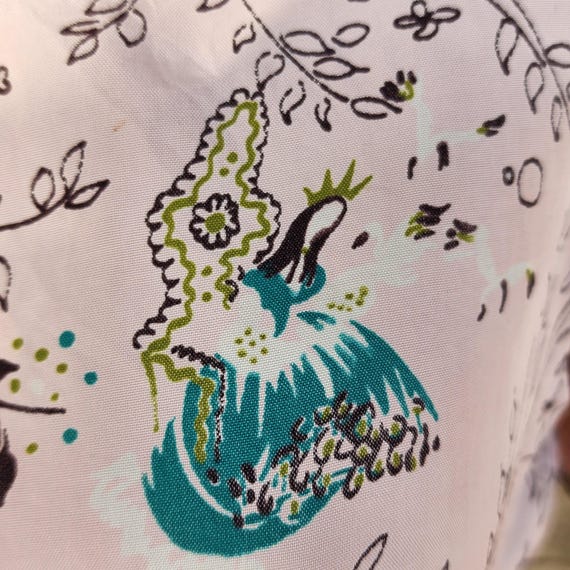 1940s Princess Royalty Novelty Print Cold Rayon B… - image 3