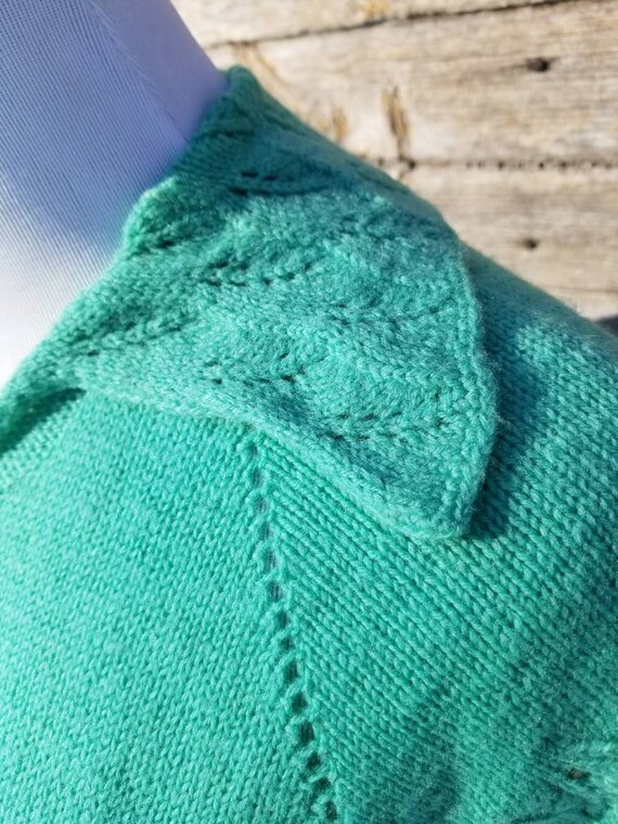 1930s Turquoise Handknit Sweater Dress S