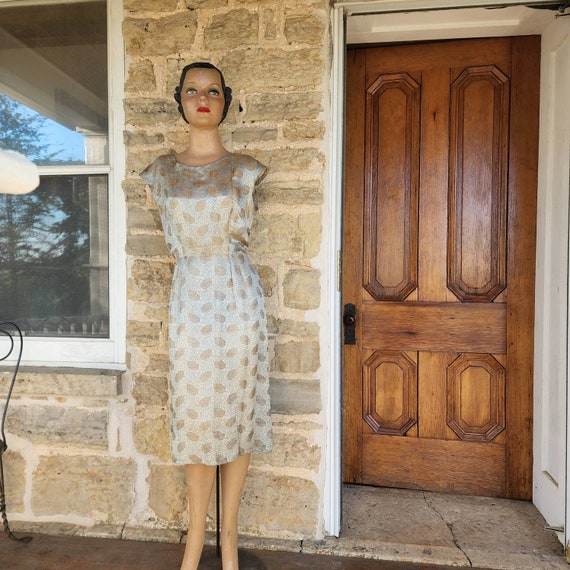 Stunning Silver Gold Leaf Silk Lamé Dress - image 5