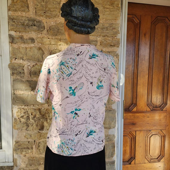 1940s Princess Royalty Novelty Print Cold Rayon B… - image 5