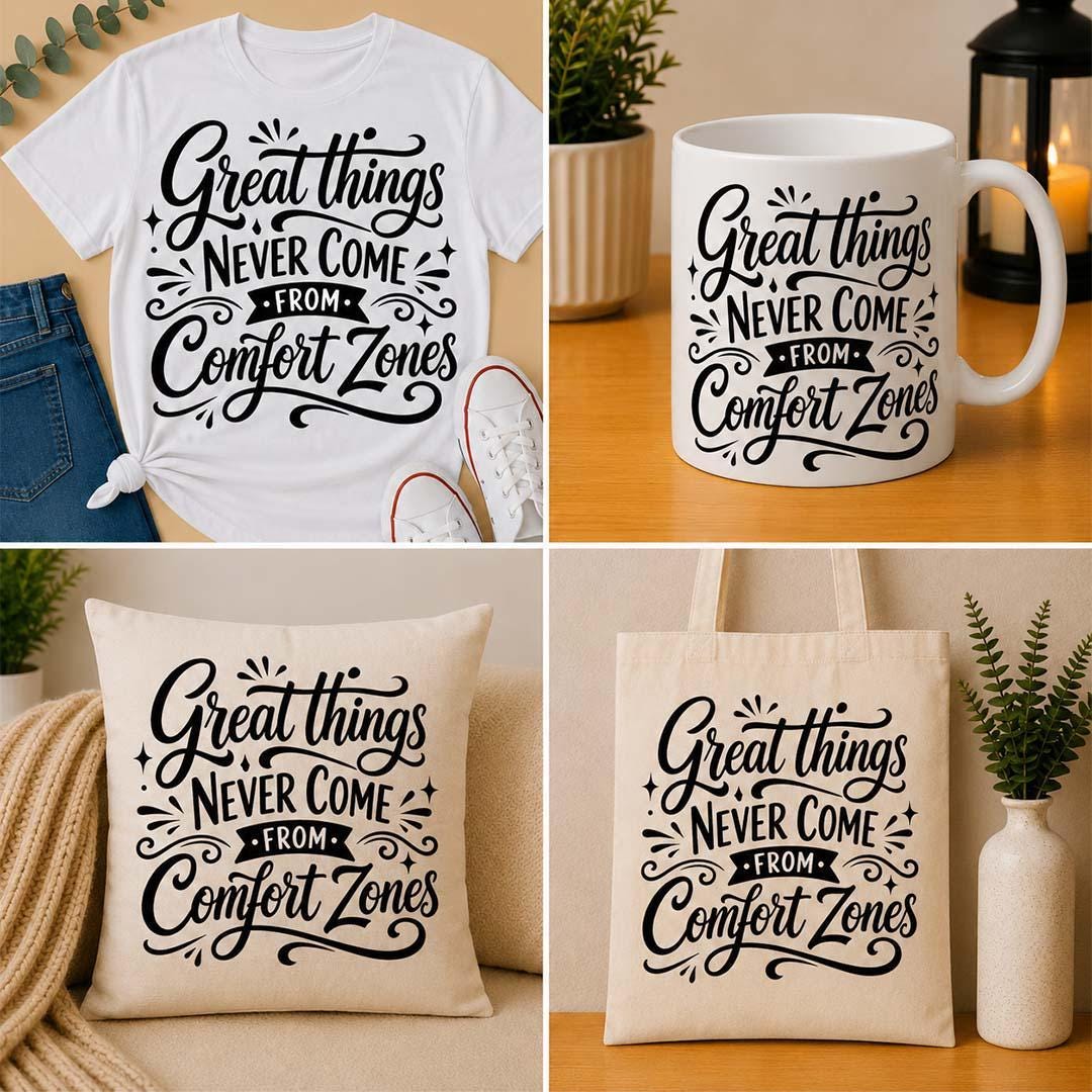 Great Things Never Come From Comfort Zones, Motivational Quote Svg ...