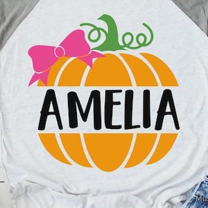 SVG con monograma dividido de calabaza para niña, diseño de calabaza bebé adorable, archivo de corte Cricut de otoño, descarga digital