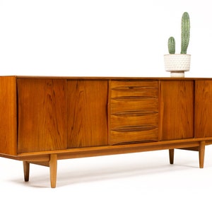 Danish modern / Mid Century Teak Credenza / Sideboard Sliding Doors Dyrlund image 1