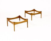 Danish Modern Mid Century Modus End Coffee Tables by Kristian Vedel for Soren Willadsen Glass Top Pair