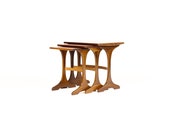 Danish Modern Mid century Teak Nesting tables by G-Plan Trestle base Set of Three