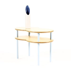 Modernist / Minimalist Plywood + Tubular Steel Bubble Side Table — High Shelf — Tier Collection