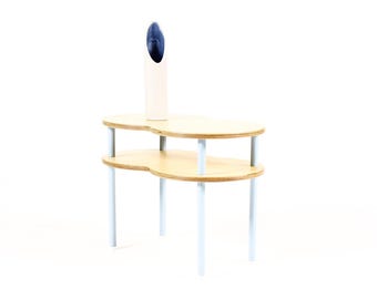 Modernist / Minimalist Plywood + Tubular Steel Bubble Side Table — High Shelf — Tier Collection