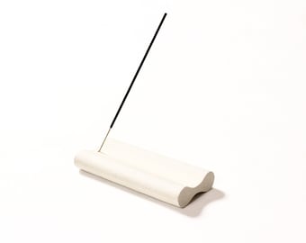 Stoneware Ceramic Modernist Sculptural Stick Incense Holder / Burner - Minimalist Zen Palo Santo
