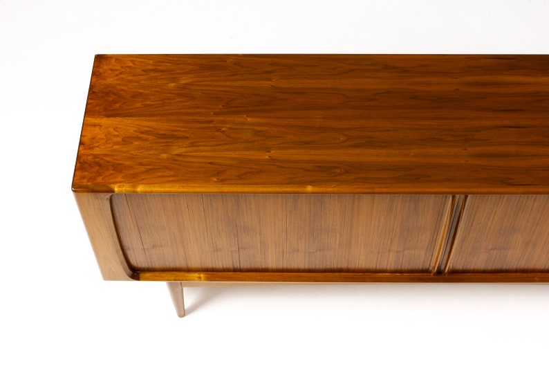 Danish Modern / Mid Century Walnut Tambour Door Credenza Model 142 Bernhard Pedersen & Son image 9