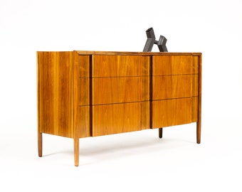 Danish Modern / Mid Century Walnut Low Dresser — Barney Flagg for Drexel Parallel — 6 Drawers