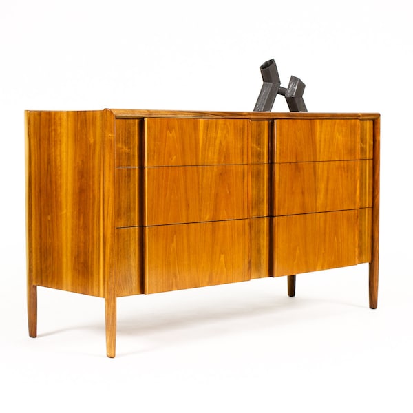 Danish Modern / Mid Century Walnut Low Dresser — Barney Flagg for Drexel Parallel — 6 Drawers