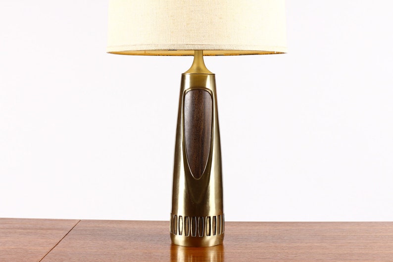 Mid Century Vintage Table Lamp by Laurel Brass Walnut Etsy