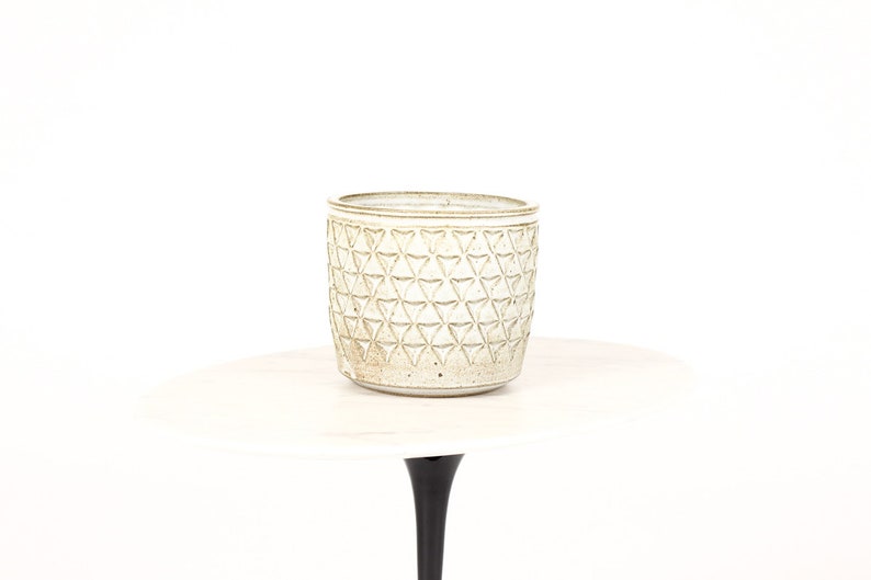 Ceramic Stoneware Planter \u2014 Large Delta pattern \u2014White Glaze \u2014 P52