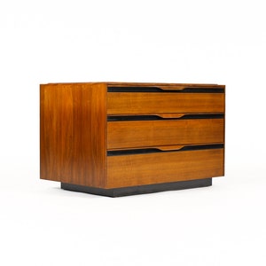 Mid Century Vintage Walnut Nightstand / Bedside Chest John Kapel for Glenn of California Three Drawers image 2