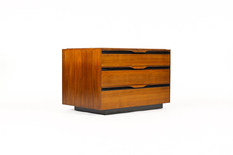 Mid Century Vintage Walnut Nightstand / Bedside Chest John Kapel for Glenn of California Three Drawers image 2