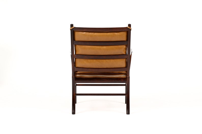 Danish Modern / Mid Century Rosewood Colonial Armchair Ole Wanscher for Poul Jeppesen Cognac leather image 6