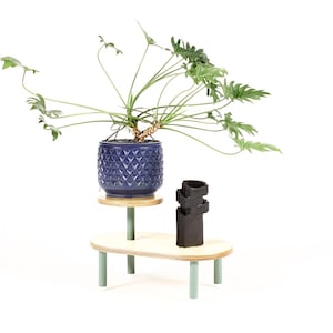 Modernist / Minimalist Plywood + Tubular Steel Stepped Plant Stand / Pedestal — Tier Collection