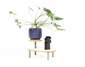 Modernist / Minimalist Plywood + Tubular Steel Stepped Plant Stand / Pedestal — Tier Collection