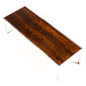 Danish Modern / Mid Century Rectangular Coffee Table Milo Baughman Rosewood Chrome image 1