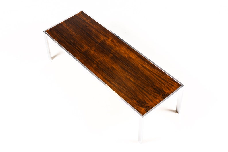 Danish Modern / Mid Century Rectangular Coffee Table Milo Baughman Rosewood Chrome image 1