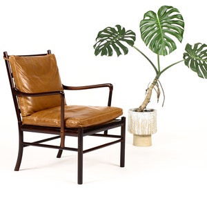 Danish Modern / Mid Century Rosewood Colonial Armchair Ole Wanscher for Poul Jeppesen Cognac leather image 1