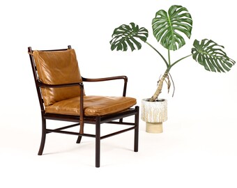 Danish Modern / Mid Century Rosewood Colonial Armchair – Ole Wanscher for Poul Jeppesen – Cognac leather