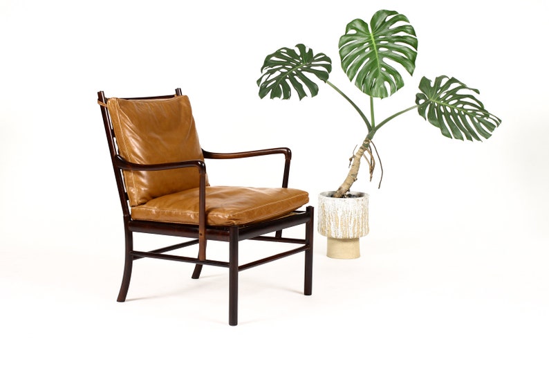 Danish Modern / Mid Century Rosewood Colonial Armchair Ole Wanscher for Poul Jeppesen Cognac leather image 1