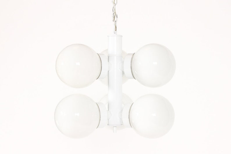 Vintage Mid Century Space Age Glass Globe Ceiling Pendant Swag Fixture