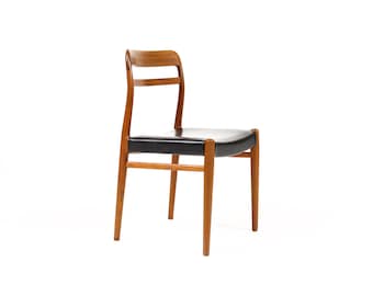 Danish Modern / Mid Century Teak Model 145 Dining Chair — Alf Aarseth for Gustav Bahus — Black vinyl