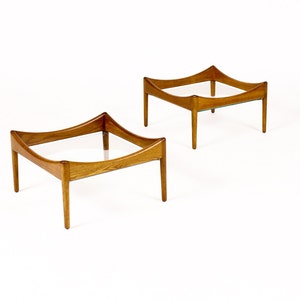 Danish Modern / Mid Century Modus End / Coffee Tables by Kristian Vedel for Soren Willadsen — Glass Top — Pair