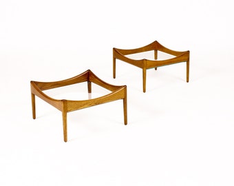 Danish Modern / Mid Century Modus End / Coffee Tables by Kristian Vedel for Soren Willadsen — Glass Top — Pair