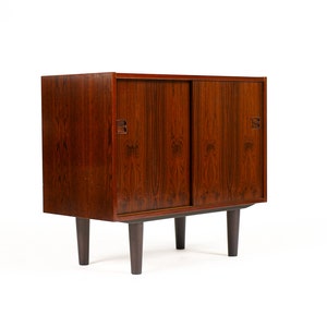 Danish Modern / Mid Century Compact Rosewood Credenza / Sideboard Sliding Doors image 2