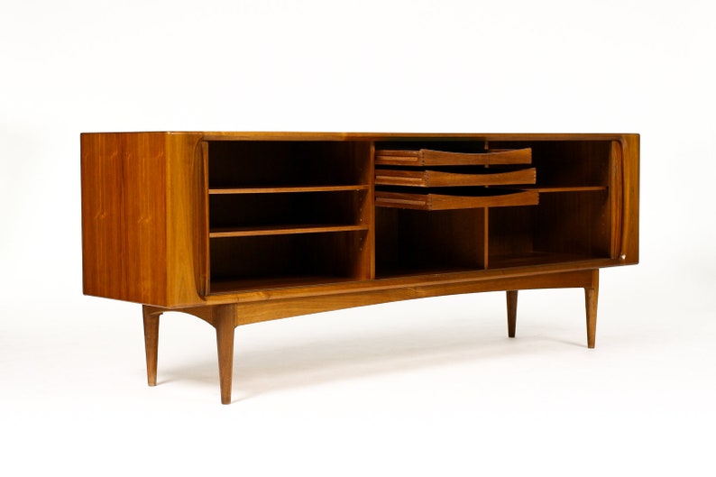 Danish Modern / Mid Century Walnut Tambour Door Credenza Model 142 Bernhard Pedersen & Son image 6