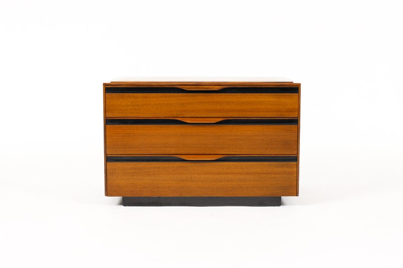 Mid Century Vintage Walnut Nightstand / Bedside Chest John Kapel for Glenn of California Three Drawers image 3