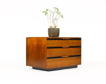 Mid Century Vintage Walnut Nightstand / Bedside Chest — John Kapel for Glenn of California — Three Drawers