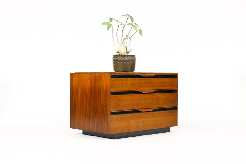 Mid Century Vintage Walnut Nightstand / Bedside Chest John Kapel for Glenn of California Three Drawers image 1