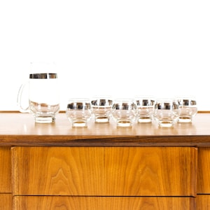 Vintage Mid Century Aperitif / Cocktail Glasses + Decanter Set — Dorothy Thorpe Roly Poly — Set of 6