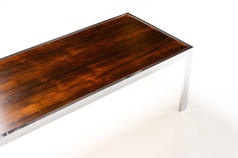 Danish Modern / Mid Century Rectangular Coffee Table Milo Baughman Rosewood Chrome image 10