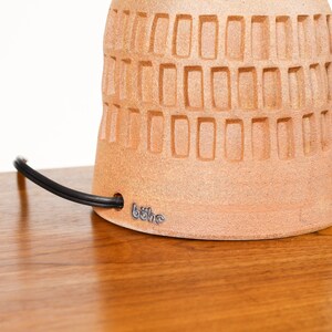 Ceramic Stoneware Studio Pottery Table Lamp Globe shade Slot Pattern Raw Clay L20 image 4